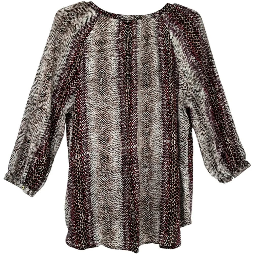 Beachlunchlounge Animal Print Blouse Silky Lightweight 100% Viscose Size Medium